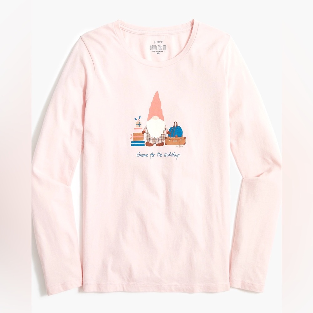 J Crew NWT gnome for the holidays light pink crew neck Collectors Tee